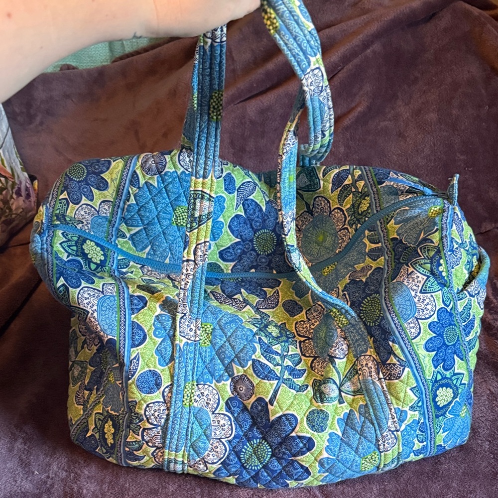 Vera Bradley Blue and Green Floral Travel Bag